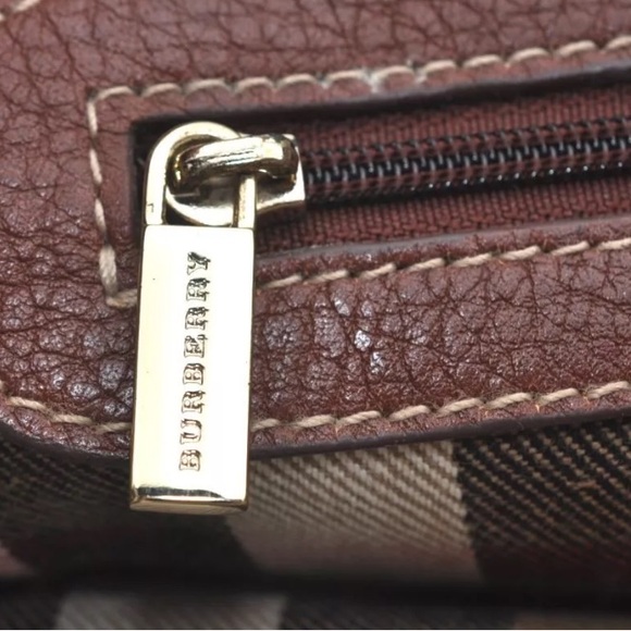 Authentic BURBERRY Vintage Leather Shoulder Tote Bag Brown - Picture 11 of 16